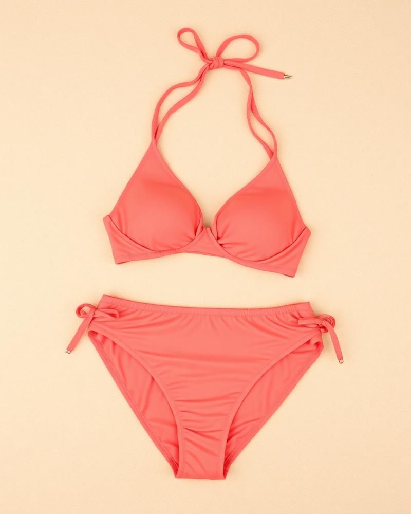 Coral Glow High-Waist Bikini